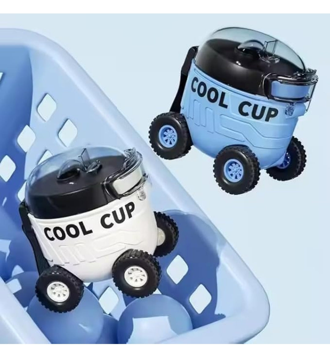 Cool Cup Car-Shaped Sipper Bottle with Wheels & Strap | Kids Travel Water Bottle